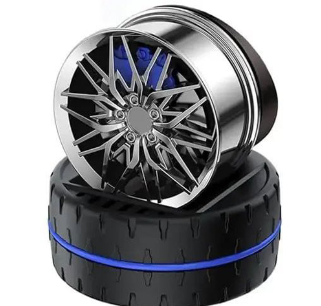 Solar Rotating Car Dashboard Air Freshener/Perfume Diffuser/ Metal Body & Alloy Wheel Hub Design With Perfume Liquid for car Interior Decoration Accessories