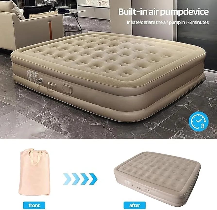 Double Air Bed , Air Mattress inflatable queen mattress built in air pump , air mattress bed for camping travelling ,home ,car ,outdoor ,bedrooms.