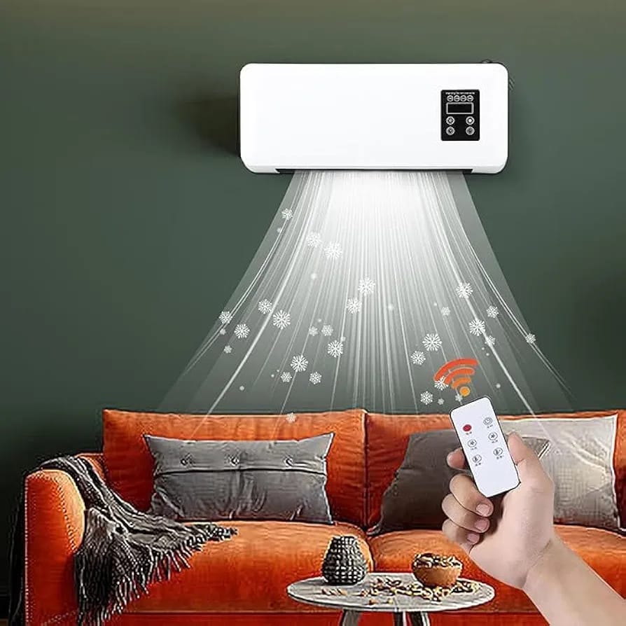 New 2 in 1 Portable Smart Air Conditioner Mini Wall Mounted Split Heating System/AC Air Conditioner Heater Combo, Mini Smart AC, Air Curtain Fan with Remote Control Home Office