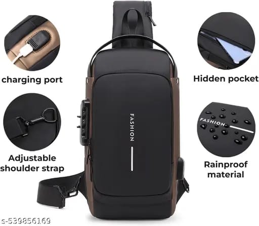 Sling Bag For Men CrossBody Backpack For Men Women, Anti-Theft Chest Bag With USB Charging Port,Messenger Bags, Waterproof Casual Shoulder Bag