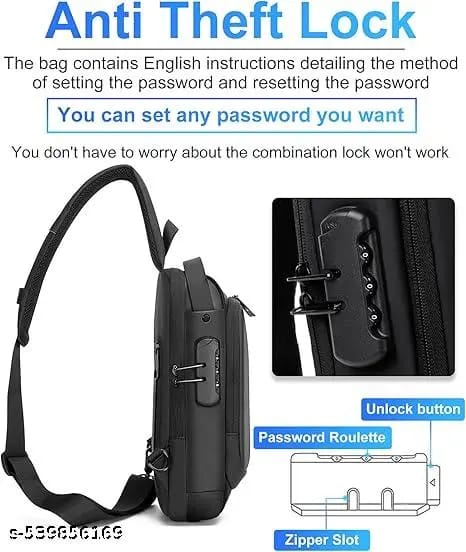 Sling Bag For Men CrossBody Backpack For Men Women, Anti-Theft Chest Bag With USB Charging Port,Messenger Bags, Waterproof Casual Shoulder Bag