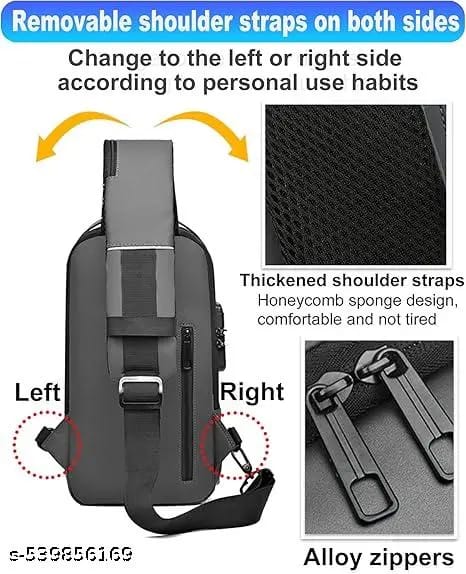 Sling Bag For Men CrossBody Backpack For Men Women, Anti-Theft Chest Bag With USB Charging Port,Messenger Bags, Waterproof Casual Shoulder Bag