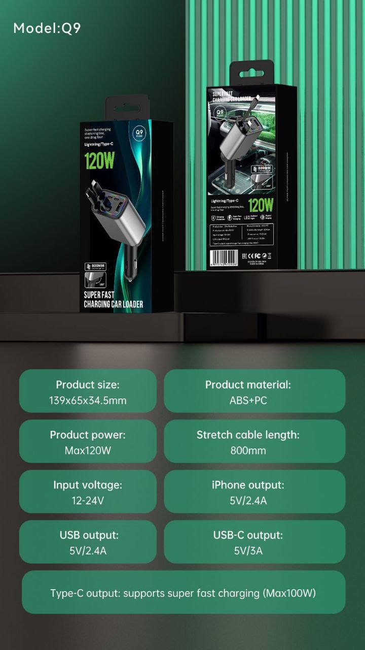 120 volt car retractable charger