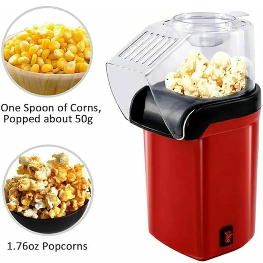 Electric Popcorn Maker Machine Snack Maker Hot Air Popcorn With Measuring Cup