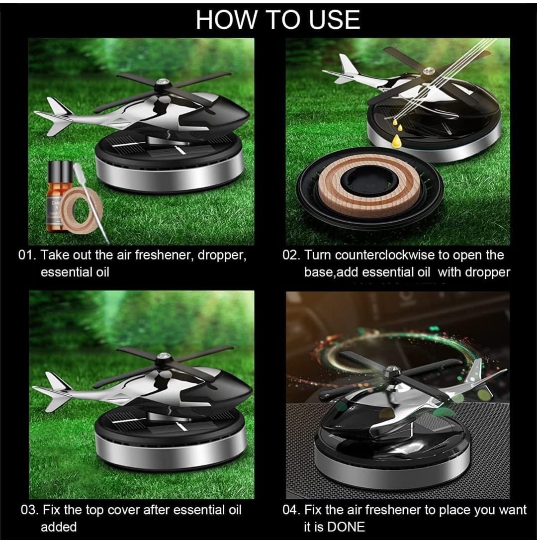 *Solar Car Helicopter | Helicopter Car Air Freshener | Rotating Solar Car Helicopter |